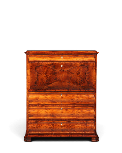 Hauptstadt Möblerei Biedermeier Sekretär aus Echtholz mit markanter Maserung und Louis-Philippe-Design