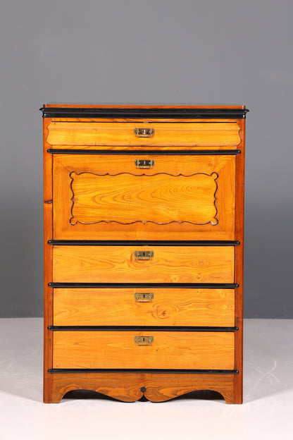 Secrétaire onirique Louis Philippe vers 1880, meuble ancien Gründerzeit, chiffonnier