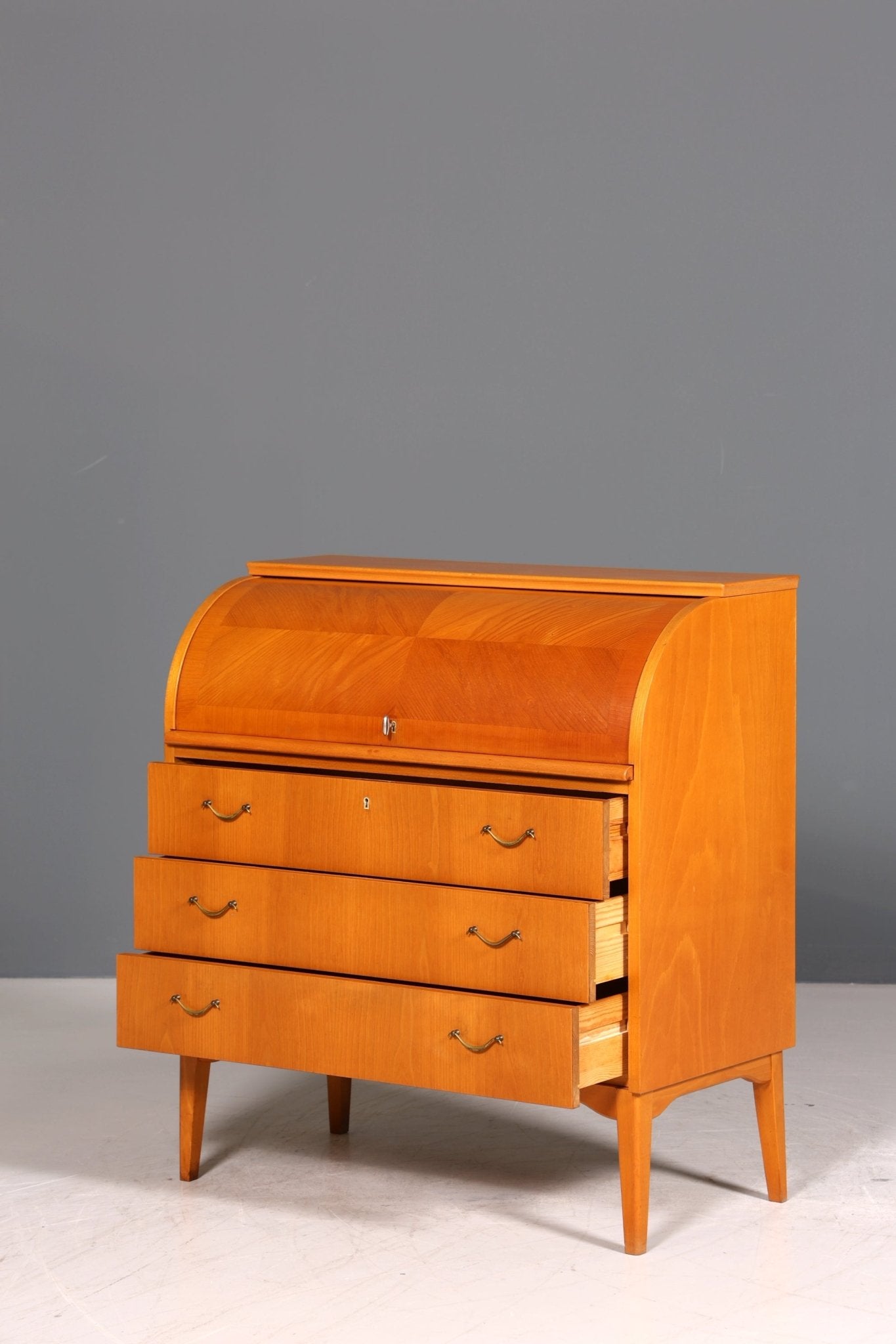 Wunderschöner Mid Century Rollladen Sekretär echt Holz Büro Schrank Vintage Schreibkommode