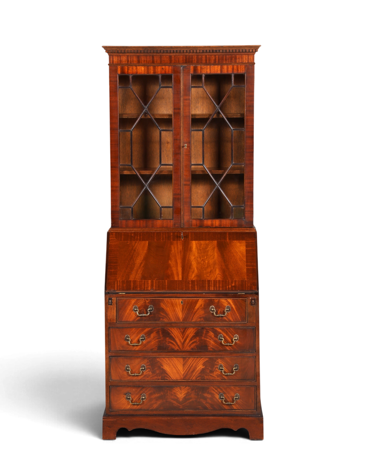 F973 Finish cm Wunderschöner Englischer Sekretär Büro Aufsatzsekretär Antik 60S Vitrinen Schrank UK
