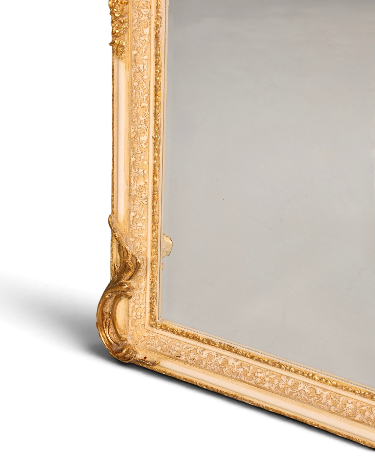 Stilvoller Prunk Barock Stil Standspiegel Antik Stil Gold Creme Ornament Flurspiegel Spiegel Wandspiegel
