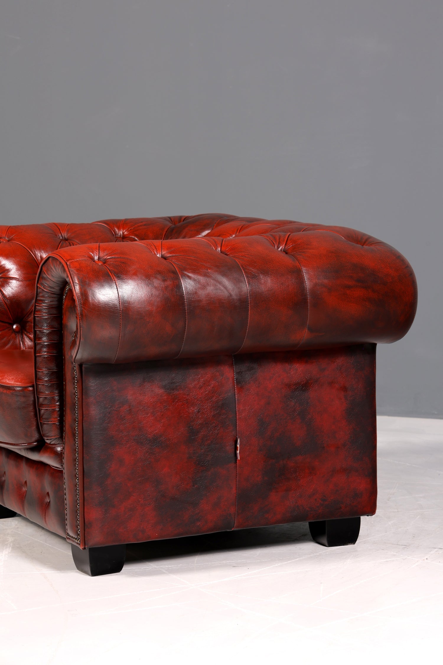 F955 Finish cm Stilvoller Original Chesterfield Sessel Englischer Armlehnsessel Englisch Herrensessel