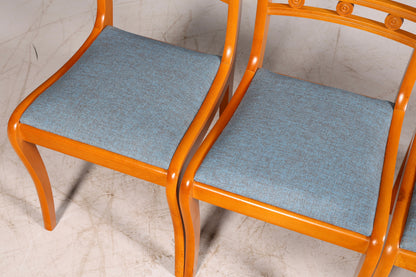 Edles 4er-Set Englische Esszimmerstühle Dining Chairs Antik 60er Jahre Küchenstühle Stuhlset neu bezogen