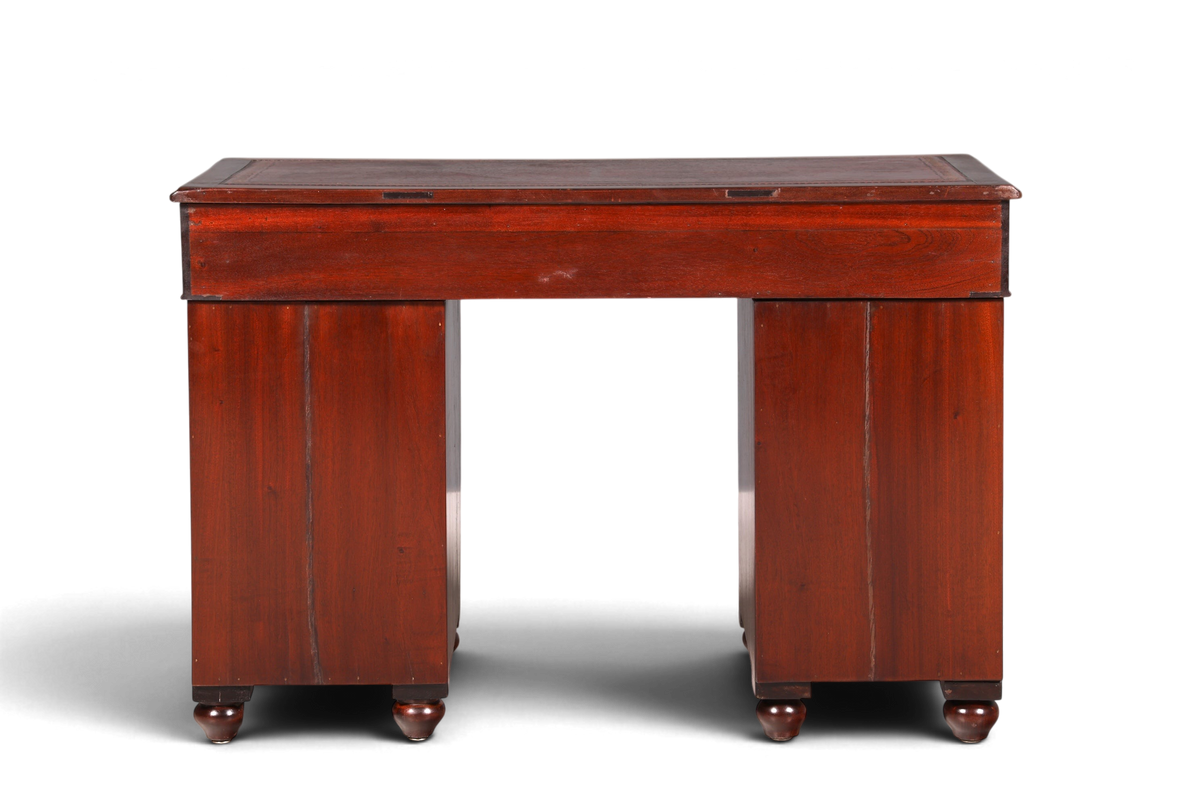 Edler Englischer Military Chest Schreibtisch Maritim Bürotisch Lederauflage Office Desk