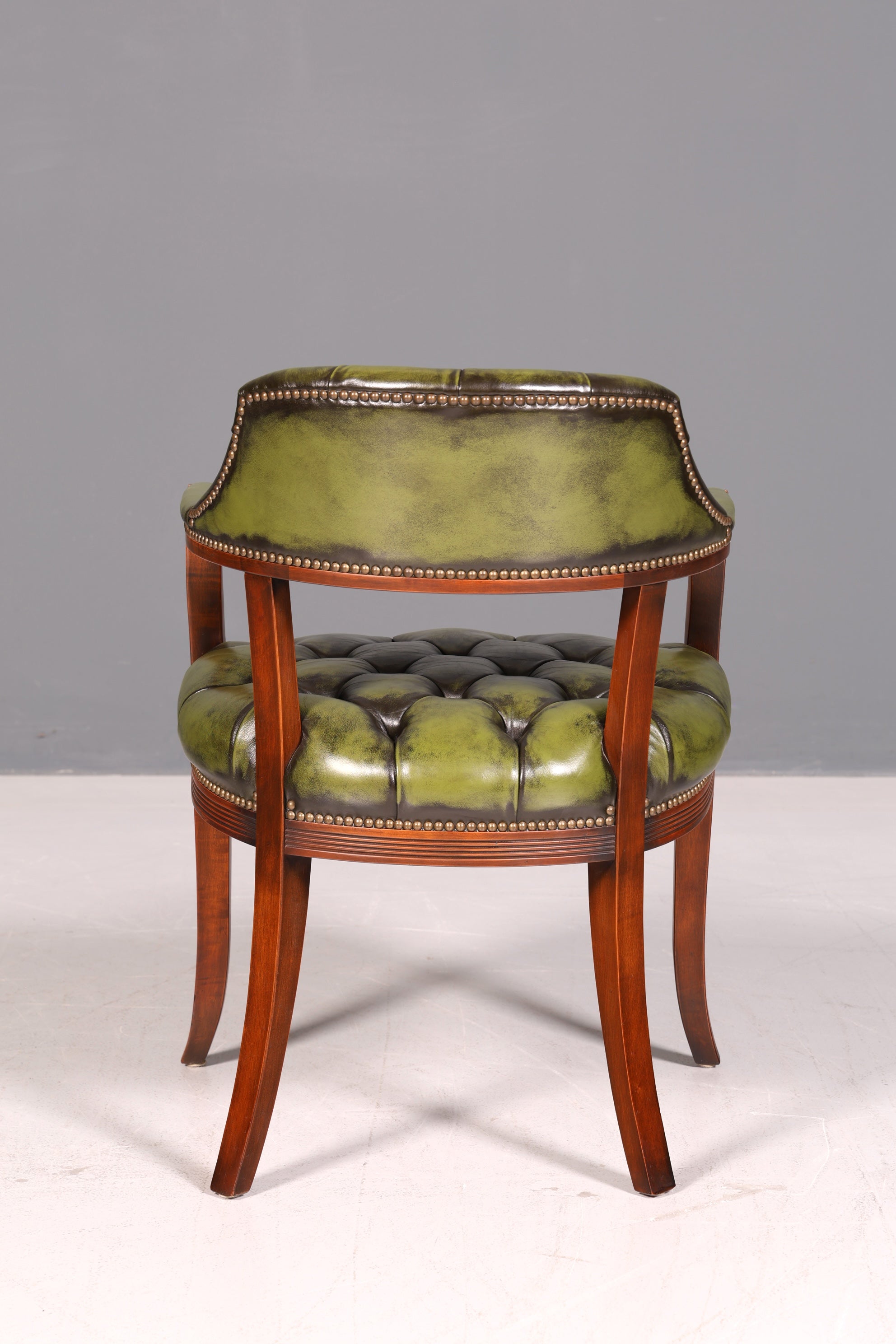 Stilvoller Chesterfield Stuhl Englischer Armlehnstuhl Echt Leder Bürostuhl Sekretär Antik Vintage