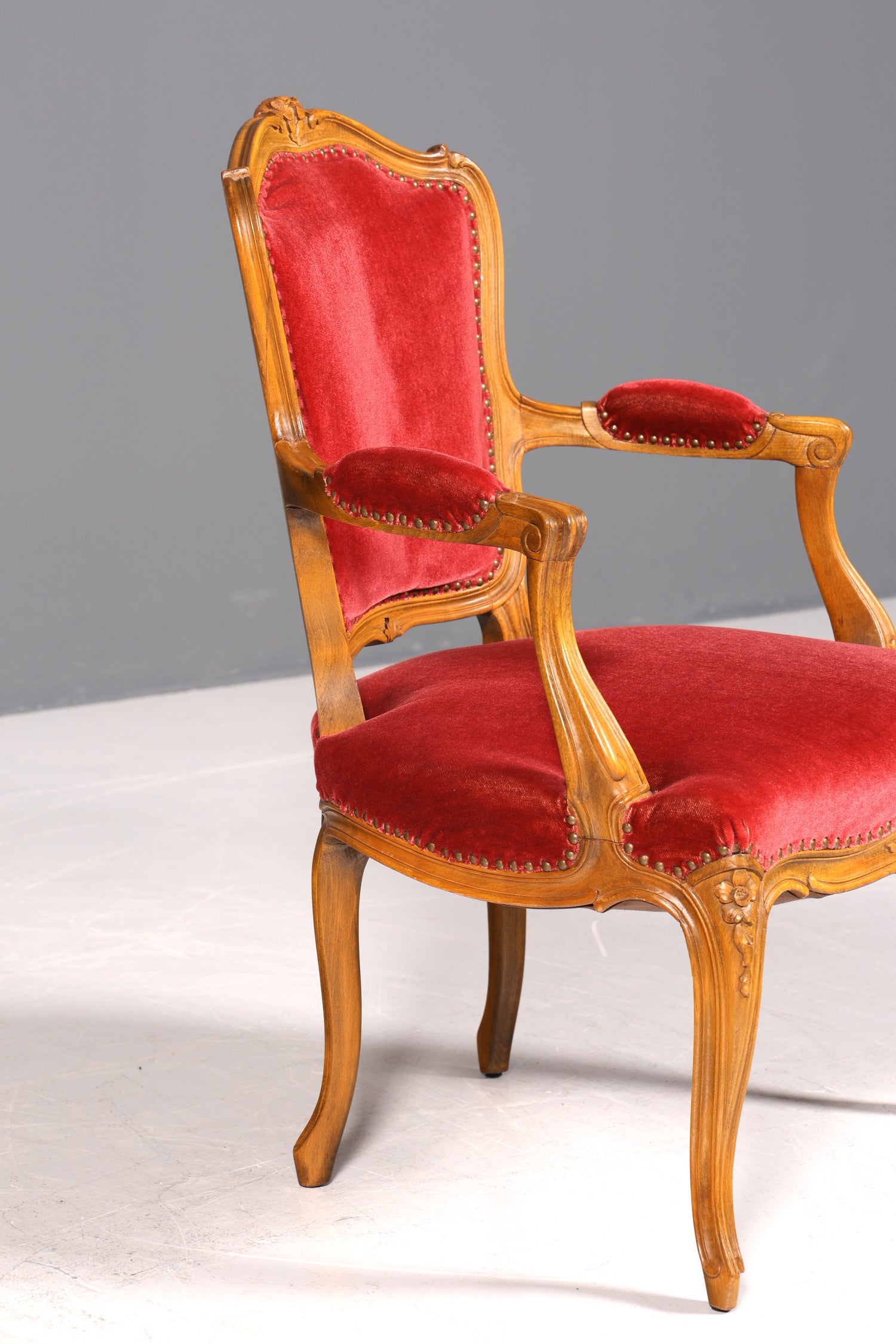 Magnifique fauteuil Chippendale, chaise secrétaire de style Chippendale, fauteuil en velours, 2 sur 2