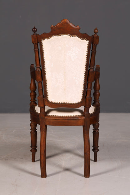 Élégant fauteuil de style néorenaissance, chaise ancienne de l’époque Gründerzeit, chaise de secrétaire, chaise de bureau, chaise rembourrée 2 sur 2
