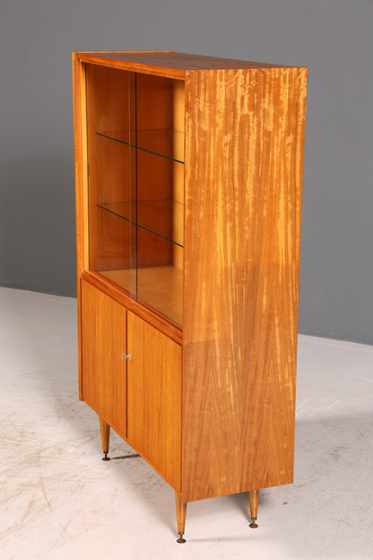 Wunderschöne Mid Century Vitrine Bücherschrank Vintage Glasvitrine Highboard Schrank 60er echt Holz