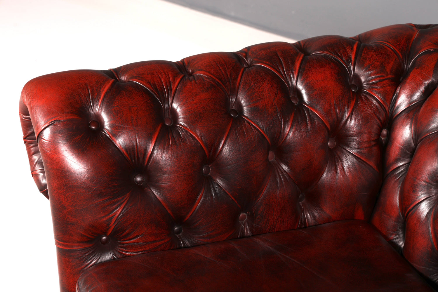 Stylish Original Chesterfield Armchair Oxblood Genuine Leather English Armchair Gentleman&