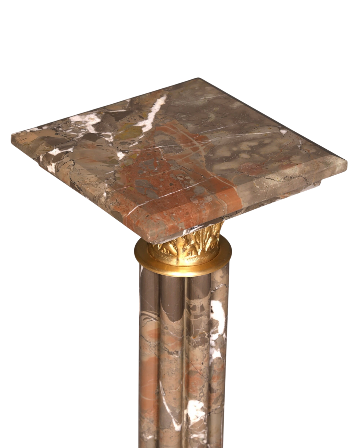 Hauptstadt Möblerei H901 Säule aus mehrfarbigem Marmor mit goldenem Kapitell und quadratischer Platte