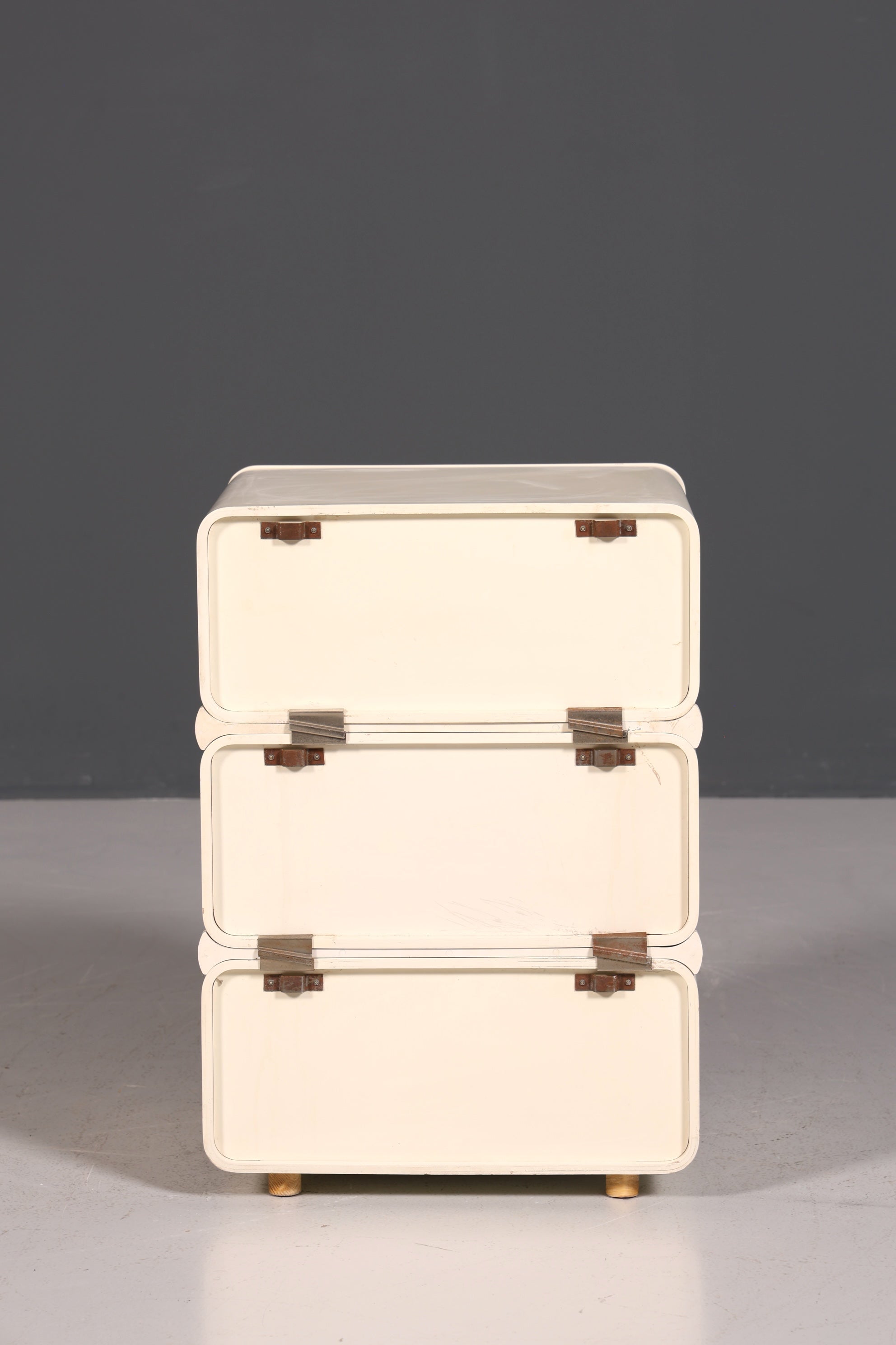 Commode rare du milieu du siècle, table de chevet modulaire style futuriste, design français, commode vintage, 5/5