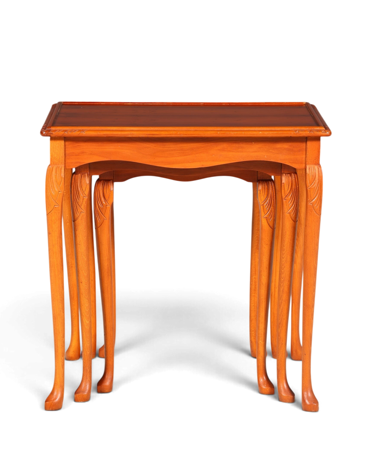 Hauptstadt Möblerei Chippendale 3er Beistelltisch Set aus massivem Holz im barocken Stil mit kunstvollen Schnitzereien