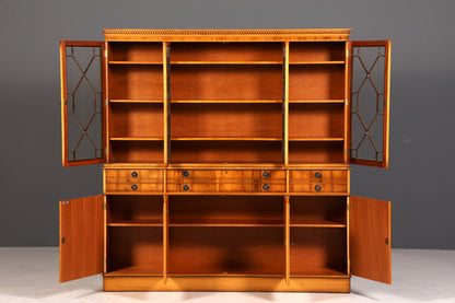 Beeindruckender Englischer Vitrinenschrank Echt Holz Sekretär Bibliothek Bücherschrank Buffet Antik Vintage
