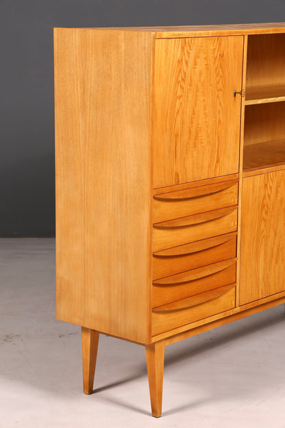 Magnifique vitrine originale Hellerau, modèle Mid-Century, Franz Ehrlich 602, commode et bibliothèque