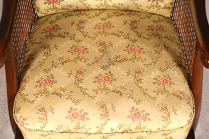 Traumhafter Chippendale Sessel Antik 60s Korbgeflecht Relax Sessel Vintage Samt Stoff 2 von 2