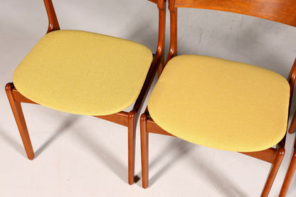 4x Original Erik Buch Stühle von Oddense Maskinsnedkeri A-S  Mid Century Danish Design Teak Holz Esszimmer Stühle Küchenstühle