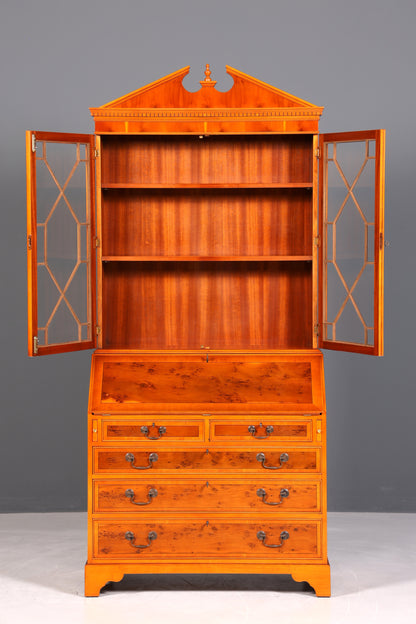 Bureau secrétaire anglais élégant, bureau de bureau, bois d&