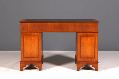 Beautiful English desk, cherry wood, genuine leather inlay, office desk, antique vintage