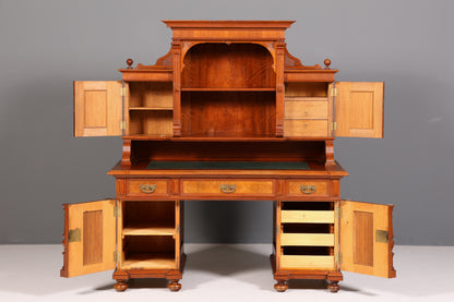 Traumhafter Gründerzeit Schreibtisch mit Aufsatz Jugendstil Bürotisch Massivholz um 1900