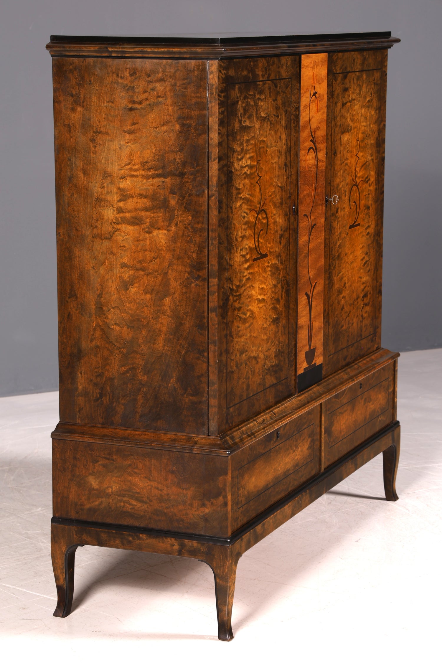 G068 Finish cm Stilvoller Original Art Deco Schrank Vertiko Sideboard um 1930 Highboard Kommode