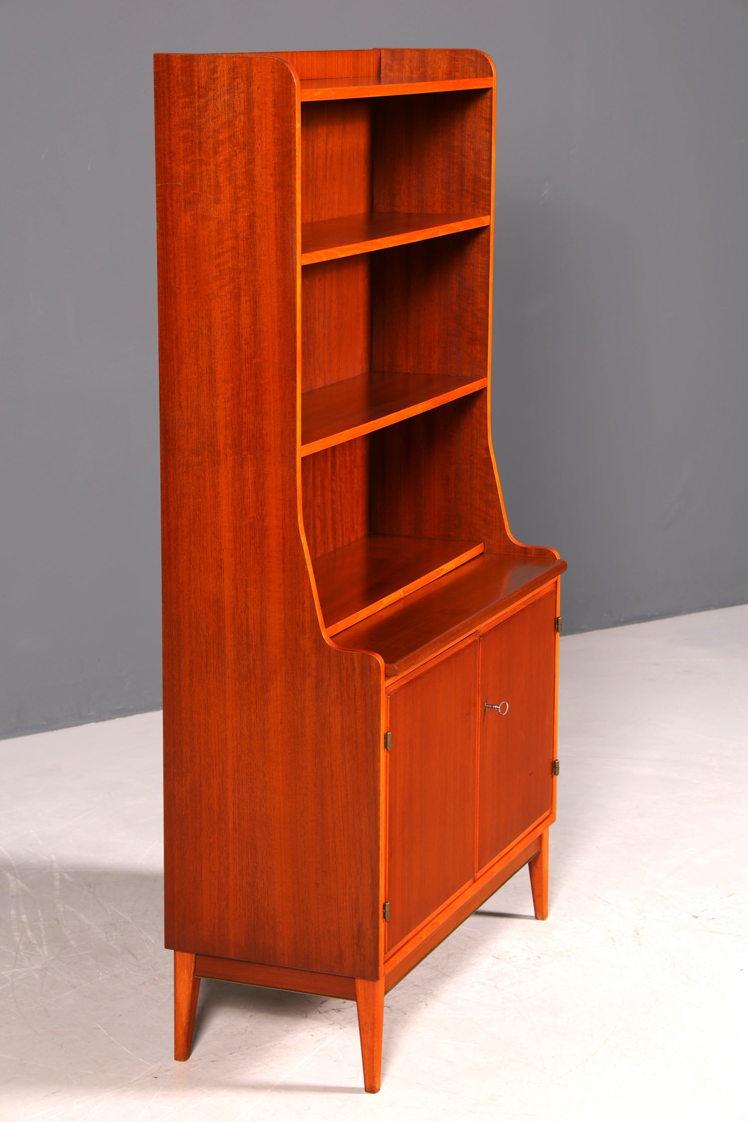Wunderschöner Mid Century Schrank Bücherregal Vintage Sekretär Highboard Holz Regal