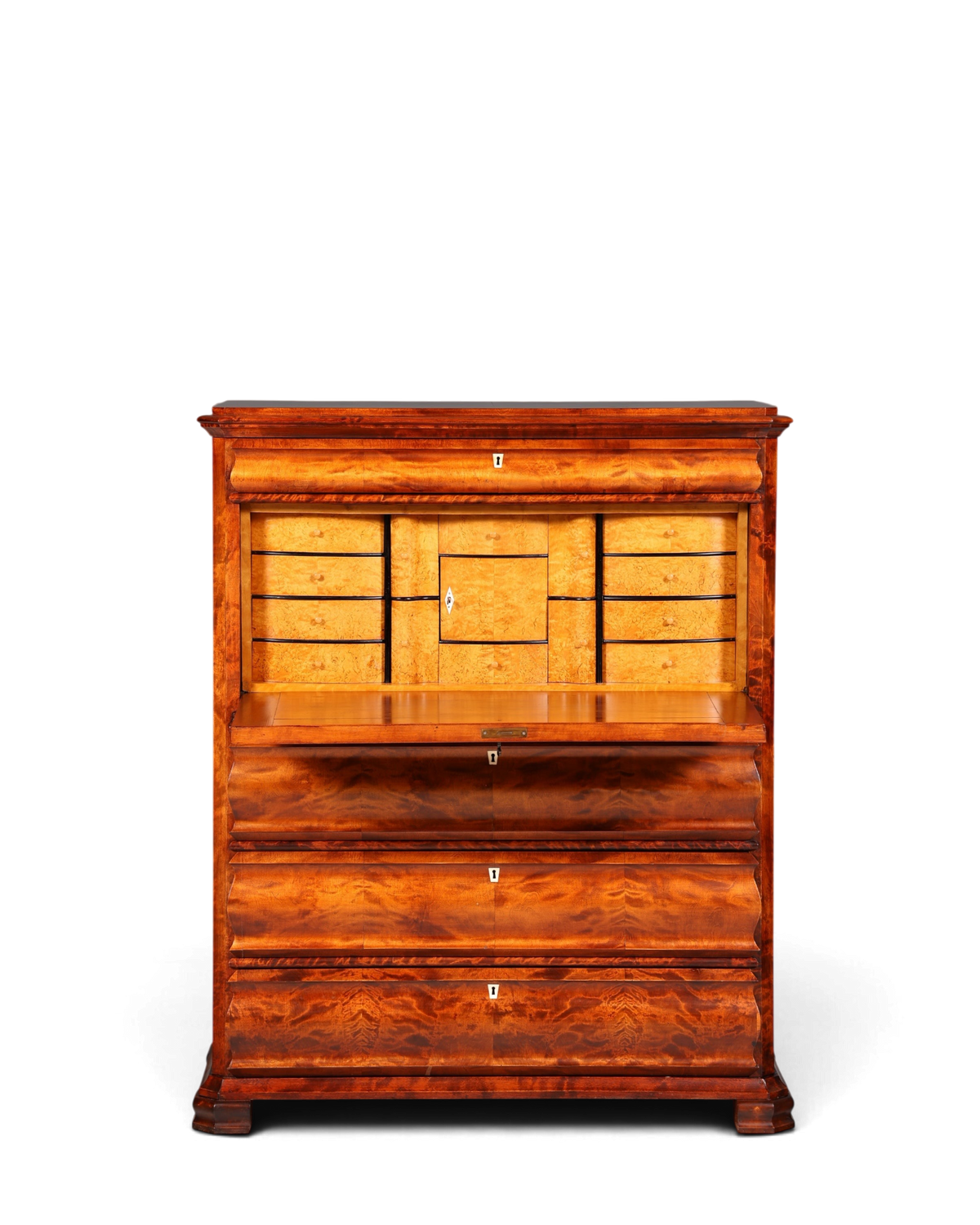 Hauptstadt Möblerei Biedermeier Sekretär aus Echtholz mit aufklappbarer Schreibfläche und vielen kleinen Schubladen