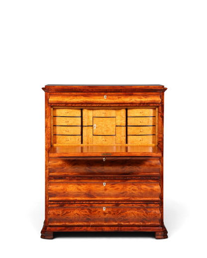Hauptstadt Möblerei Biedermeier Sekretär aus Echtholz mit aufklappbarer Schreibfläche und vielen kleinen Schubladen