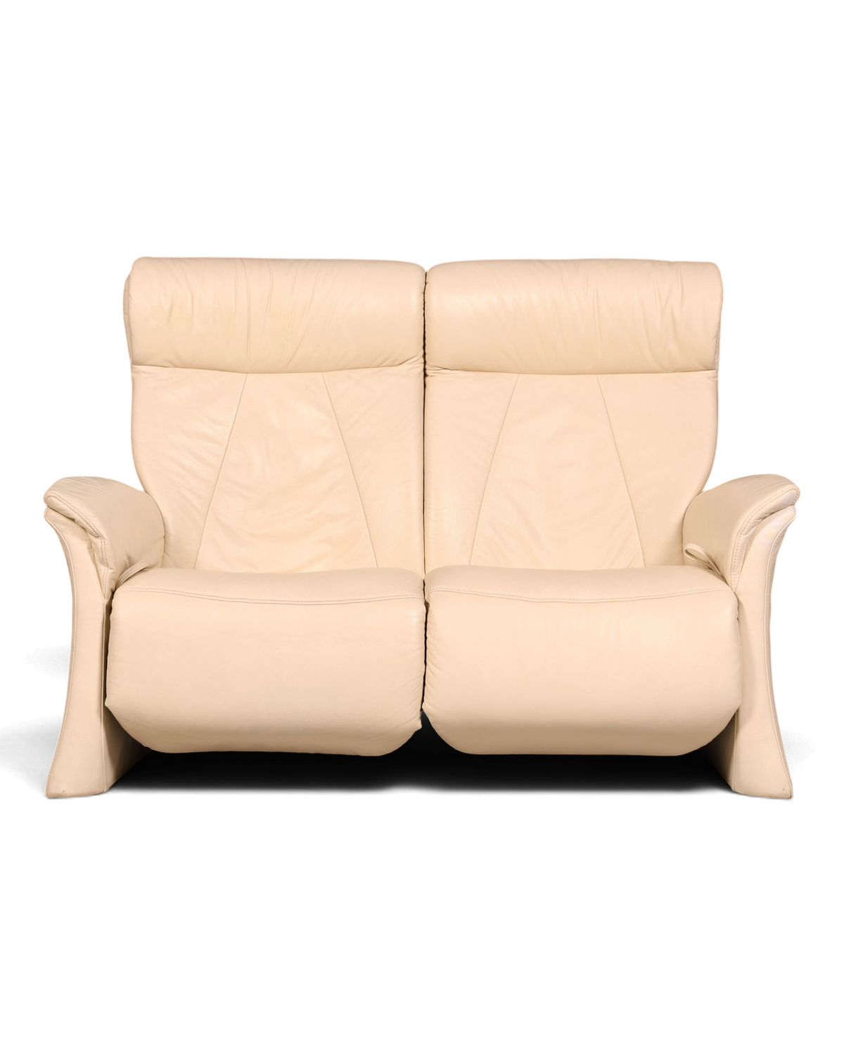 Hauptstadt Möblerei Zweisitzer-Sofa in Creme mit hochwertigem Lederbezug und ergonomischer Rückenlehne