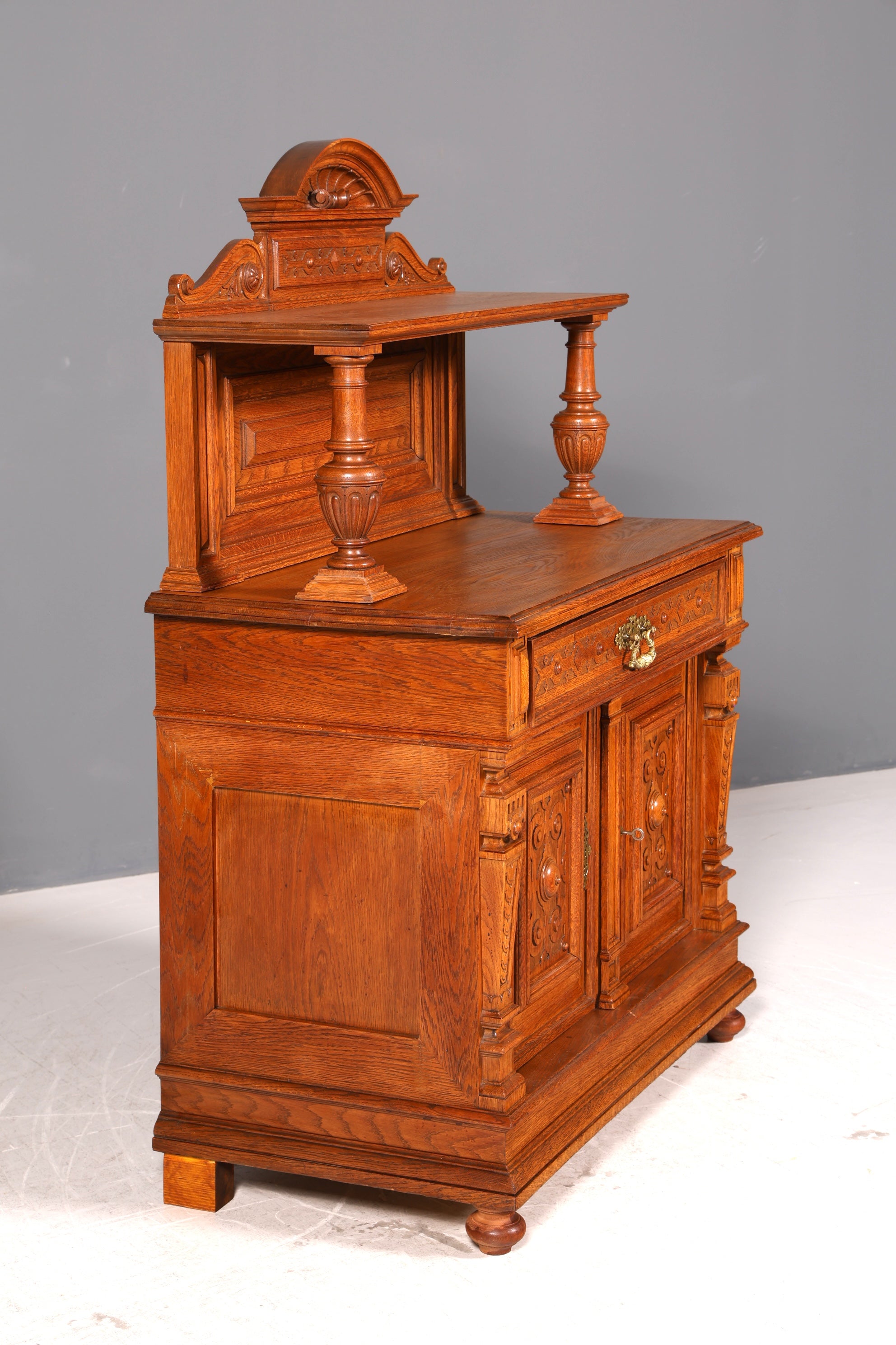 Wunderschönes Gründerzeit Buffet Eiche Anrichte Aufsatz Kommode Antik Sideboard Vertiko um 1890 Vintage