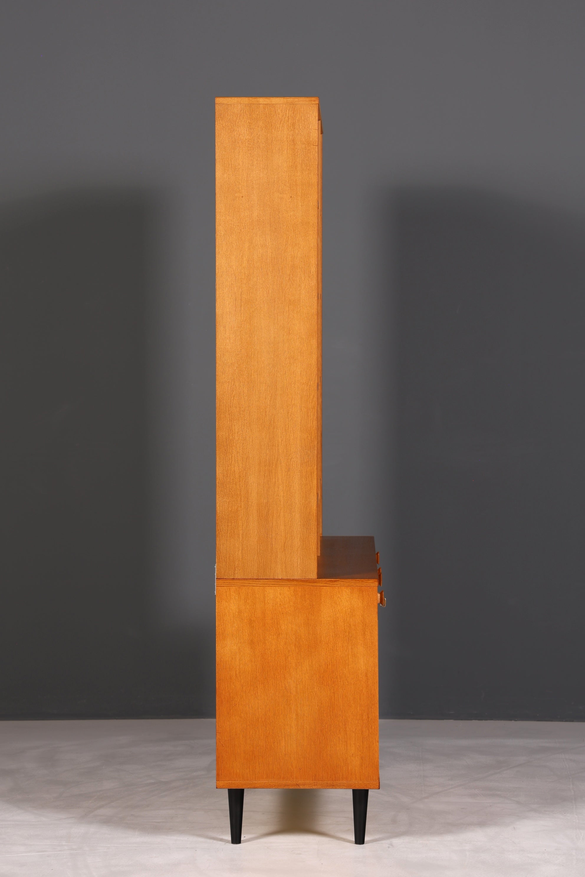 F895 Finish Traumhaftes Mid Century Regal echt Holz Schrank Danish Design Retro Kommode Vintage Bücherregal 60er Jahre