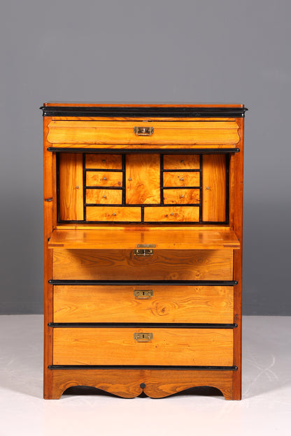 Secrétaire onirique Louis Philippe vers 1880, meuble ancien Gründerzeit, chiffonnier