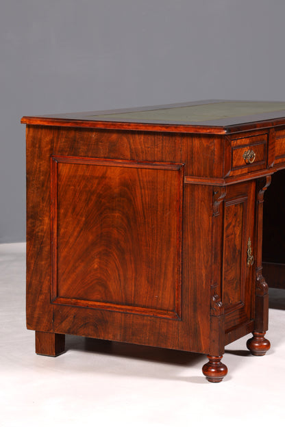 F896 Finish cm Traumhafter Gründerzeit Schreibtisch Jugendstil Bürotisch echt Holz Antik Desk Tatzen Löwenfüße