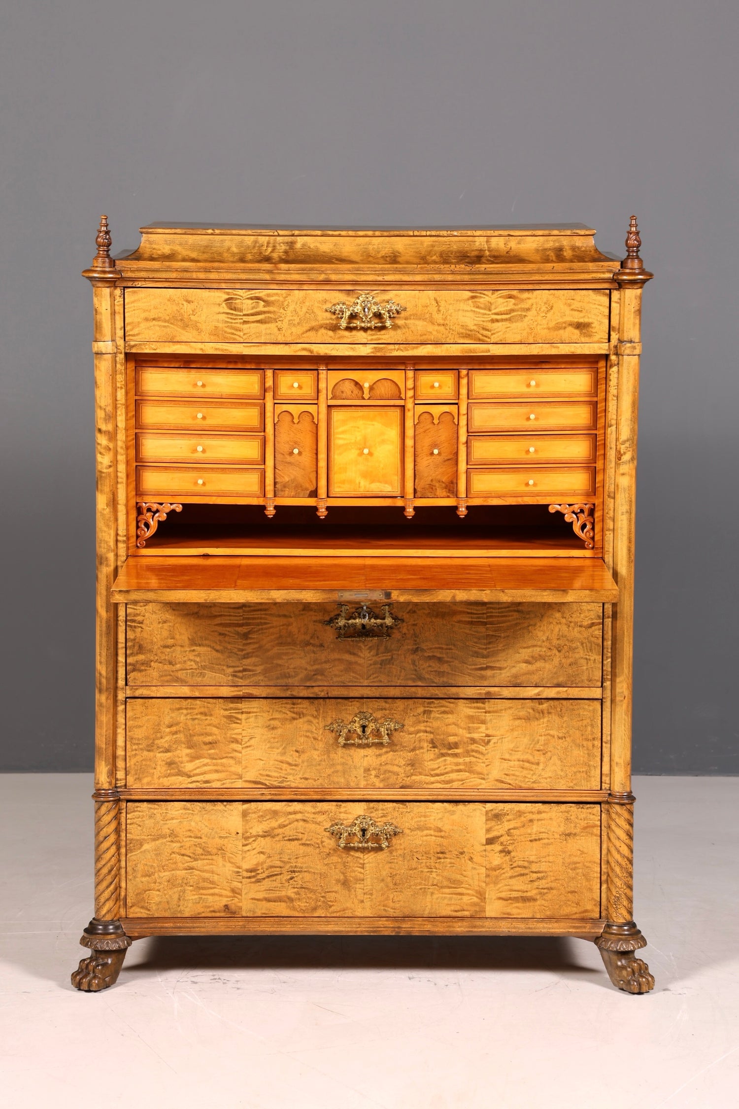 G545 Finish cm Stilvoller Biedermeier Sekretär Louis Philippe Vertiko Antik Kommode Schreibkommode Office Desk (Kopie)