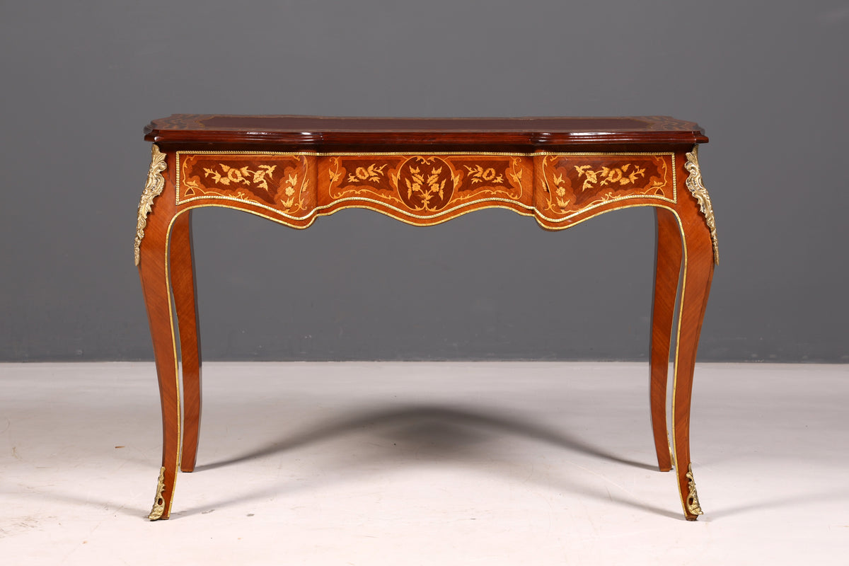 Bureau d’écriture de style Louis XV de rêve, bureau français de style antique en bois véritable, table de bureau