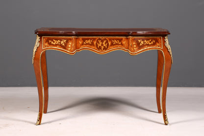 Bureau d’écriture de style Louis XV de rêve, bureau français de style antique en bois véritable, table de bureau