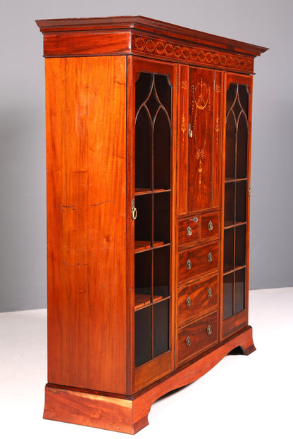 Wunderschöne Englische XXL Vitrine Bibliothek Bücherschrank UK Buffet Schrank Antik