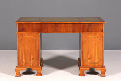 G072 Finish cm Wunderschöner Englischer Schreibtisch echt Lederauflage Bürotisch Antik Stil Office Desk