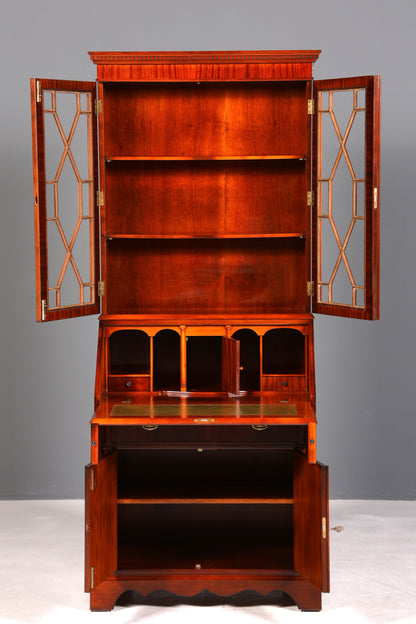 Magnifique secrétaire anglais, vitrine ancienne en acajou des années 1960, Royaume-Uni