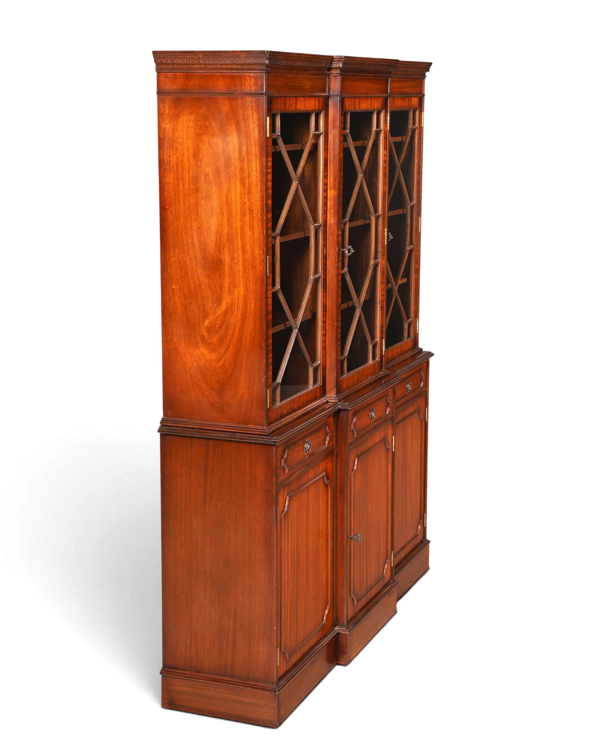 Hauptstadt Möblerei englische Mahagoni Vitrine mit Glas-Sprossentüren und Unterschrank im antiken Bibliotheks-Stil