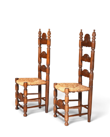 2x Wunderschöne Spanische Stühle Stuhl Set Rattan Rustikale Stühle Küchenstühle