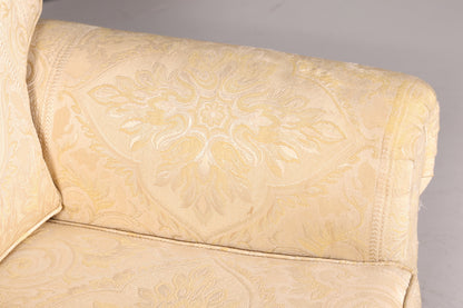 Wunderschöner Englischer Sessel Creme Gold Stoff Clubsessel Armlehnsessel Landhaus Loungesessel Vintage