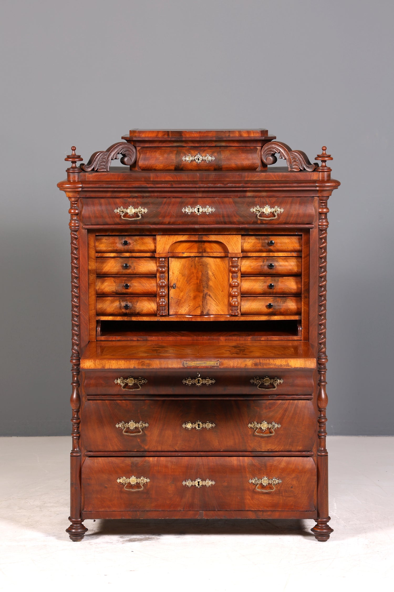 Edler Louis Philippe Sekretär Antik Biedermeier Vertiko Highboard Antik Schreibtisch Kommode