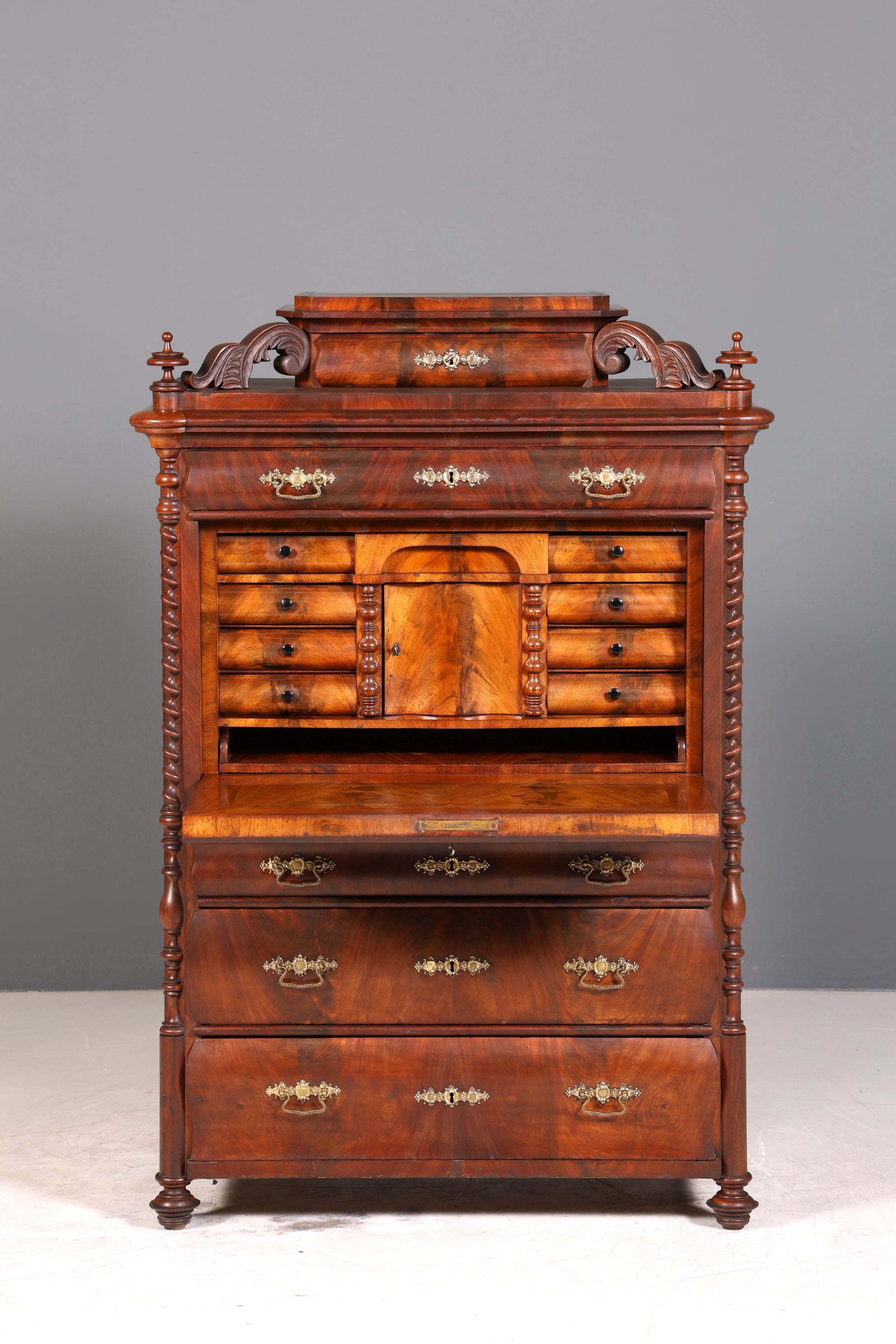 Edler Louis Philippe Sekretär Antik Biedermeier Vertiko Highboard Antik Schreibtisch Kommode
