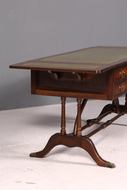 Wunderschöner Englischer Schreibtisch Regency Klappschreibtisch Echt Lederauflage Mahagoni 60s Bürotisch