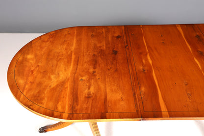 Magnifique table de salle à manger extensible de style anglais, style Régence, style antique, table de cuisine des années 60, en bois d&