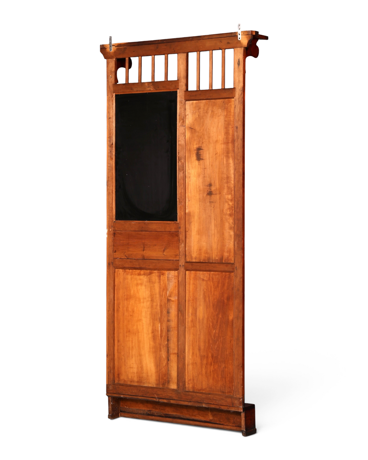 Hauptstadt Möblerei antike Wandgarderobe aus Holz mit Spiegel und Ablage in braunem Naturholz-Finish