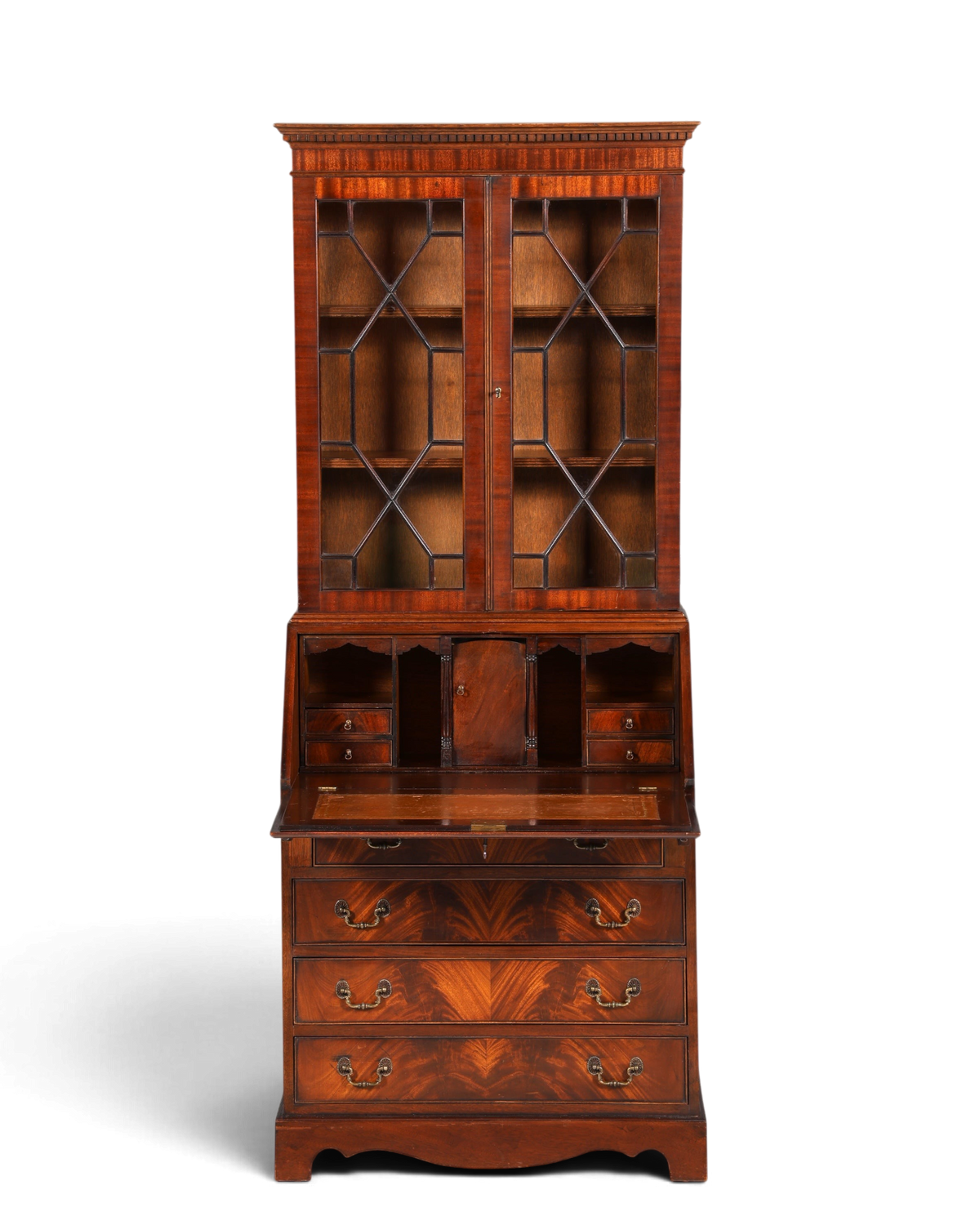 F973 Finish cm Wunderschöner Englischer Sekretär Büro Aufsatzsekretär Antik 60S Vitrinen Schrank UK