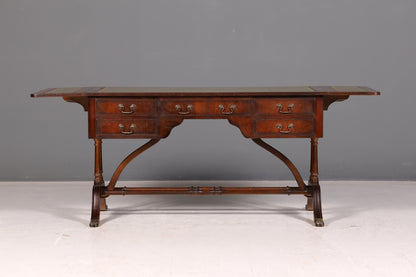 Wunderschöner Englischer Schreibtisch Regency Klappschreibtisch Echt Lederauflage Mahagoni 60s Bürotisch