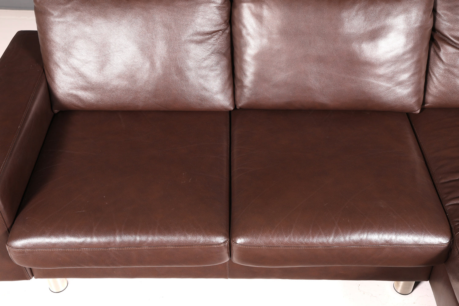 Wunderschönes Stressless E200 Ecksofa Echtleder Braun Sofa mit Récamière Hocker Ledersofa Couch Vintage