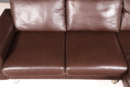 Wunderschönes Stressless E200 Ecksofa Echtleder Braun Sofa mit Récamière Hocker Ledersofa Couch Vintage